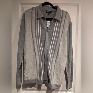 Mens Express Stripped Button Down Sweater Polo, Large,  New W/ Tag